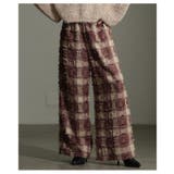 ブラウン | 旬のシーズンムード高まるチェック柄ジャガードワイドパンツ レディース ファッション | Sawa a la mode