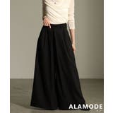 ブラック | 体の半分脚になるフロントタックワイドパンツ レディース ファッション | Sawa a la mode