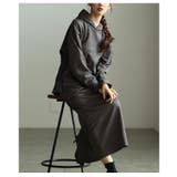 チャコール | ラフなのにお洒落に決まるMA 1ポケット付きフーディスカートセットアップ レディ… | Sawa a la mode