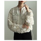 アイボリー | 甘さを削ぎ落した裾ドロストジップアップレースブルゾン レディース ファッション | Sawa a la mode