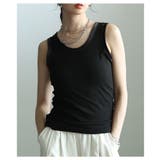 ブラック | 着回し力の高いベロアパイピングスリムタンクトップ レディース ファッション | Sawa a la mode