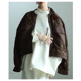 ブラウン | 相反する魅力を宿す花柄レース裾ドロストジップブルゾン レディース ファッション | Sawa a la mode