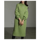 グリーン | 力を抜いて着るボトルネックラムライクニットワンピース レディース ファッション | Sawa a la mode