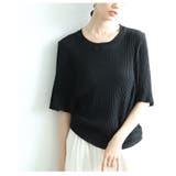 ブラック | さらりと心地よいサマーリブニットドルマンスリーブトップス レディース ファッション | Sawa a la mode