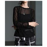 ブラック | ニュアンス溢れるコード刺繍シアートップス レディース ファッション | Sawa a la mode