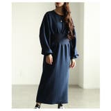 ダークブルー | 形で差がつく美シルエットウエストリブワンピース レディース ファッション | Sawa a la mode