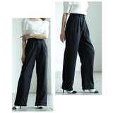 ブラック | 美脚を叶えるフロントタックワイドロングパンツ レディース ファッション | Sawa a la mode