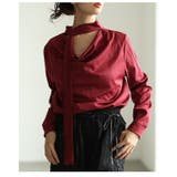 ボルドー | 日常をドレスアップするタイ付きプルオーバーブラウス レディース ファッション | Sawa a la mode