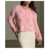 ピンク | リュクスな輝き放つパール付きシャギーニットトップス レディース ファッション | Sawa a la mode
