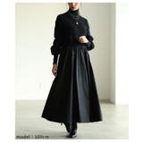 ブラック | 忙しい朝も即オシャレに決まるドッキングフレアワンピース レディース ファッション | Sawa a la mode