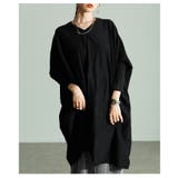 ブラック | 大人の余裕醸し出すビッグシルエットニットチュニック レディース ファッション | Sawa a la mode