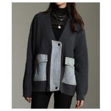 チャコール | 周りと差を付ける異素材デニム×リブニットカーディガン レディース ファッション | Sawa a la mode