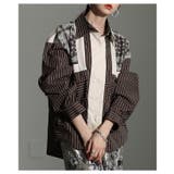 ブラウン | 綺麗めエッジなストライプ×ペイズリー異素材シャツ レディース ファッション | Sawa a la mode