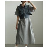 グレー | 美シルエット描く異素材ドッキング重ね着風ワンピース レディース ファッション | Sawa a la mode