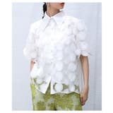 ホワイト | 視線をクギ付けにする立体ドット異素材レイヤードブラウス レディース ファッション | Sawa a la mode