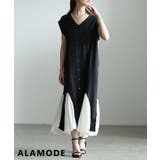 ブラック | シックに映える異素材フレアヘムサマーワンピース レディース ワンピース | Sawa a la mode