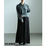 ブラック | お洒落に決まるデニムドッキングプリーツワンピース レディース ワンピース | Sawa a la mode
