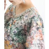 グリーン | ビジュー煌く上品な大人チュニック レディース ファッション | Sawa a la mode