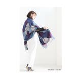 ブルー | ふんわり彩り添えるリーフ柄ストール レディース ファッション | Sawa a la mode
