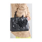 ブラック | 手元から上品に華やぐ一輪の花咲く2wayトートバッグ レディース ファッション | Sawa a la mode