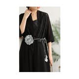 グレー | ふわり薔薇のコサージュが咲く華やかロープベルト レディース ファッション | Sawa a la mode