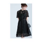 ブラック | 上品に着飾る大人の総レースフレアワンピース レディース ファッション | Sawa a la mode