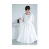 ホワイト | 涼しげなコットンリネンの花モチーフワンピース レディース ファッション | Sawa a la mode