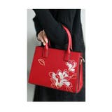 レッド | オン オフ使える大人の美麗花刺繍バッグ レディース | Sawa a la mode