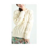 オフホワイト | ぽこぽこ可愛いお花咲くニットトップス レディース ファッション | Sawa a la mode