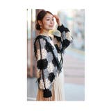 ブラック | 重ねて花咲くクロシェ編みフリンジトップス レディース ファッション | Sawa a la mode