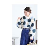 ブルー | 重ねて花咲くクロシェ編みフリンジトップス レディース ファッション | Sawa a la mode