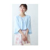 ライトブルー | 着るだけで美人見えなスリット袖シャツブラウス レディース ファッション | Sawa a la mode