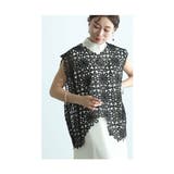 ブラック | 重ねて美しさが際立つ花レーストップス レディース ファッション | Sawa a la mode