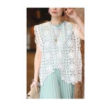ホワイト | 重ねて美しさが際立つ花レーストップス レディース ファッション | Sawa a la mode