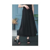 ブラック | ちらりプリーツが覗くゆったりシフォンワイドパンツ レディース ファッション | Sawa a la mode