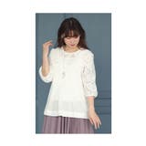 ホワイト | 透き通る花レースのふんわり袖タックチュニック レディース ファッション | Sawa a la mode
