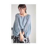 ブルー | さらりと心地よいふんわり袖リネンブラウス レディース ファッション | Sawa a la mode