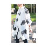 ホワイト | 刺繍で描いた大輪花のコットンシャツチュニック レディース ファッション | Sawa a la mode