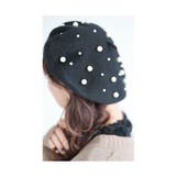 ブラック | リッチに艶めく上品なパール付きベレー帽 レディース ファッション | Sawa a la mode
