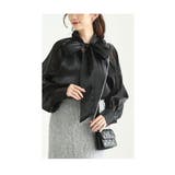 ブラック | 前後で着まわせる2wayオーガンジーボウタイリボンブラウス レディース | Sawa a la mode
