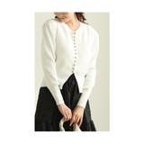 ホワイト | 上品カーディガンと花柄ジャガードフレアスカートのセットアップ レディース | Sawa a la mode