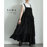 ブラック | ランダムティアードが揺れるモードなジャンパースカート レディース ファッション | Sawa a la mode