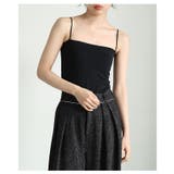 ブラック | ボディラインに美しくフィットするカップ付きショート丈キャミソール レディース | Sawa a la mode