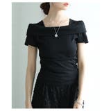 ブラック | 綺麗めをうオフショルダー風スリムカットソートップス レディース ファッション | Sawa a la mode