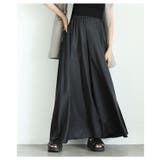 ブラック | 品格漂う大人ハンサムスタイルに仕上がるワイドサテンパンツ レディース ファッション | Sawa a la mode