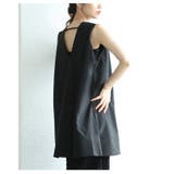 ブラック | バックスタイルで差をつける大人のAラインノースリーブチュニック レディース | Sawa a la mode