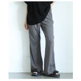 グレー | ウエストゴムリブフレアロングパンツ レディース ファッション | Sawa a la mode