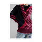 ピンク | 着痩せの魔法日本製変形ボーダーニット レディース セーター | Sawa a la mode