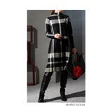 ブラック | タータンチェックニットワンピース レディースファッション チュニック | Sawa a la mode
