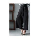 ブラック | リボンデザインのアンクルワイドパンツ レディース ファッション | Sawa a la mode